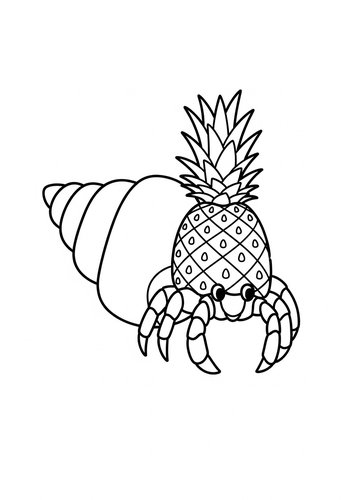 Pineapple Crab Coloring Page: A Tropical Treat
