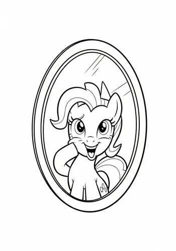 Pinkie Pie Making Silly Faces In A Mirror Coloring Page