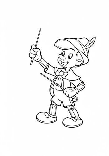 Pinocchio Conducting A Musical Vegetable Orchestra Coloring Page