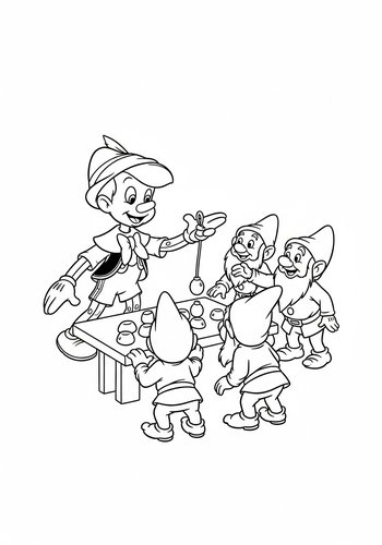 Pinocchio's Forest Fun: Charades Coloring Page