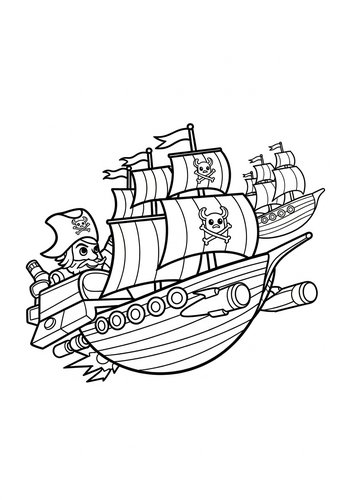 Pirate Airships Coloring Page