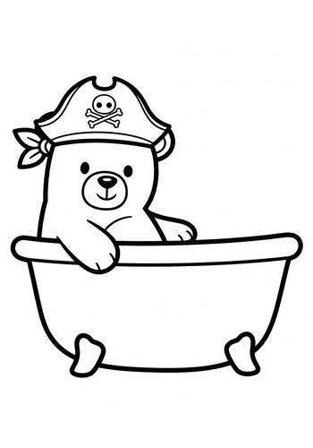 Pirate Bear In A Tub Coloring Page