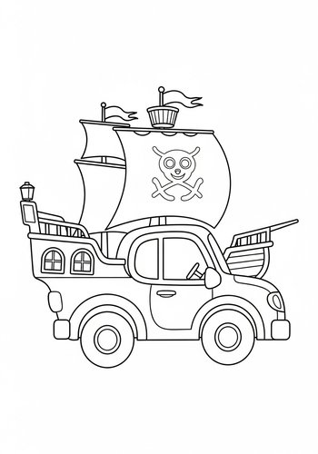 Pirate Car Coloring Page: Ahoy, Matey
