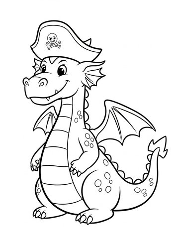 Pirate Dragon Coloring Page For Kids