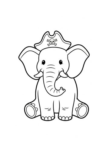 Pirate Elephant Coloring Page For Kids