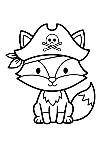 Pirate Fox Coloring Page: Cute Adventure