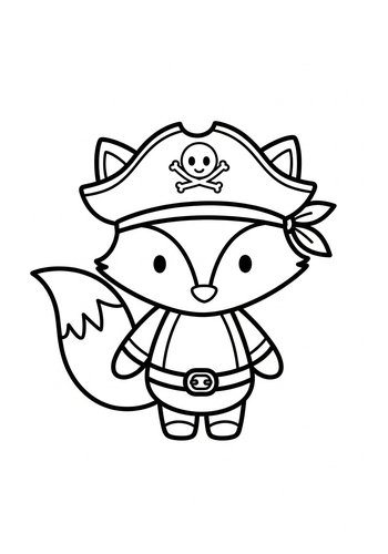 Pirate Fox Coloring Page For Kids