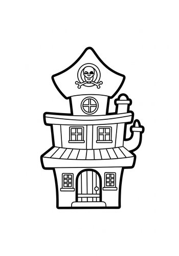 Pirate House Coloring Page For Kids