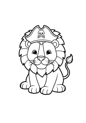 Pirate Lion Coloring Page Fun
