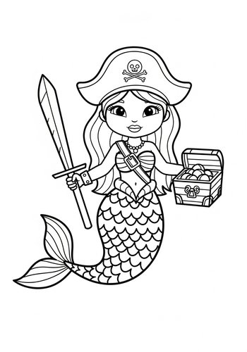 Pirate Mermaid Coloring Page For Kids