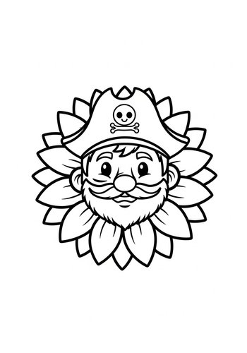 Coloring Page: Pirate Sunflower Coloring Page: Ready To Set Sail