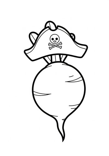 Pirate Turnip Coloring Page: Veggie Adventures