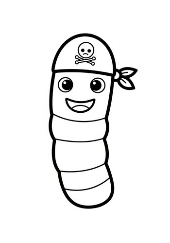 Pirate Worm Coloring Page - Printable Fun
