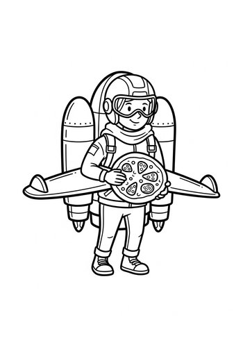 Pizza Delivery Astronaut Coloring Page