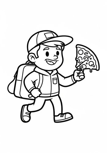 Pizza Delivery Boy Coloring Page