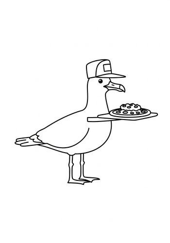 Pizza Delivery Seagull Coloring Page