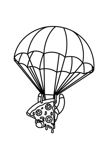 Pizza Parachute Coloring Page