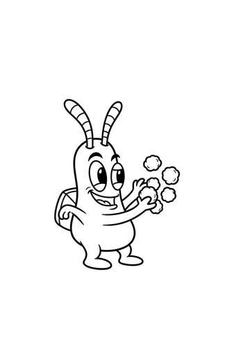 Plankton Having A Snowball Fight With Miniature Snowballs Coloring Page