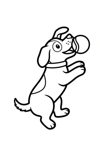 Playful Puppy Coloring Page: Fetch Fun