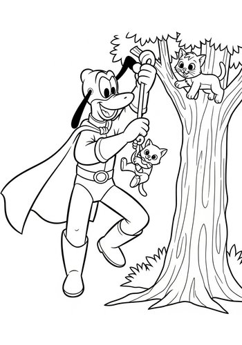 Pluto As Superhero: Coloring Page Fun