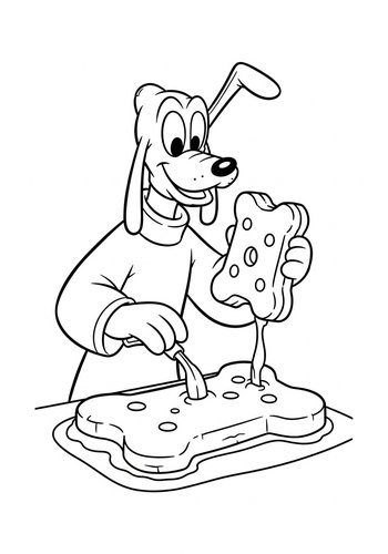 Pluto Baking A Giant Dog Biscuit Coloring Page