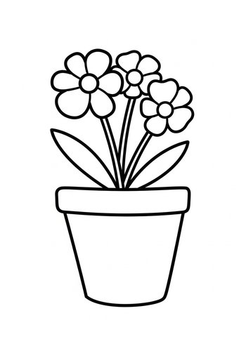 Potted Flower Coloring Page: Spring Blooms