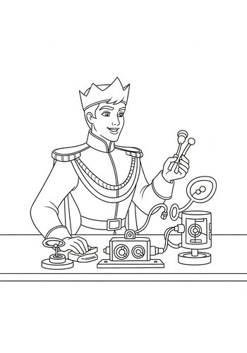 Prince Charming Inventing A Gadget: Coloring Page Fun