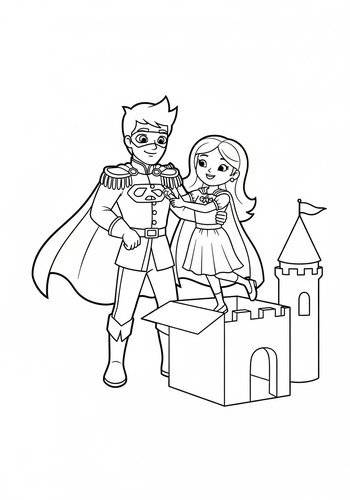 Prince Charming To The Rescue Coloring Page: A Superhero Saves The Day