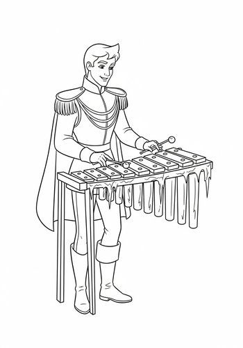 Coloring Page: Prince Charming's Icy Concert: A Xylophone Coloring Page