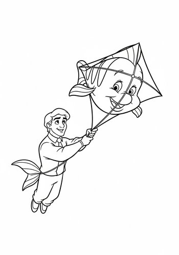 Prince Eric Flying A Flounder Kite Coloring Page