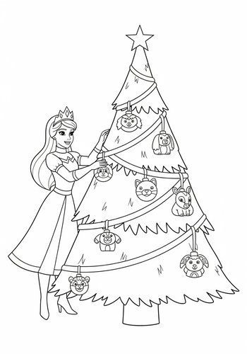 Princess Amber's Christmas Cheer: Coloring Page