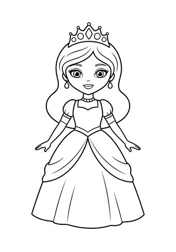 Princess Coloring Page - Regal Beauty
