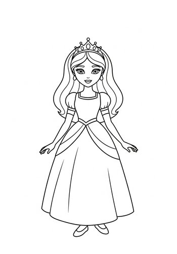 Princess Coloring Page: Design Your Dream Gown