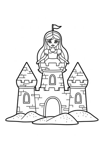 Princess In Her Castle Coloring Page