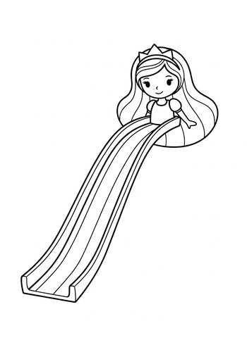 Princess On A Slide Coloring Page