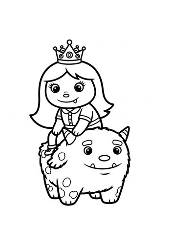 Princess Vampire Riding A Monster Coloring Page