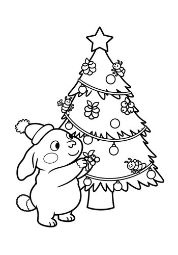 Pumbaa Decorating A Christmas Tree With Bugs And Berries Coloring Page