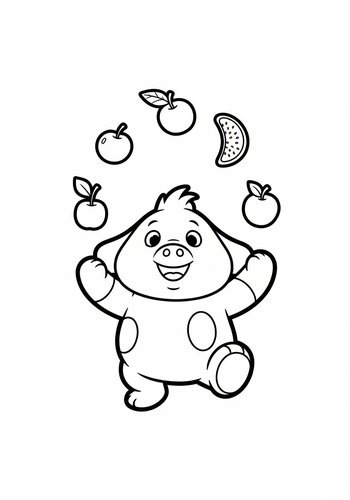 Pumbaa Juggling Colorful Fruits: A Fun Coloring Page