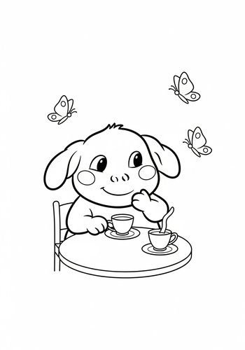 Pumbaa's Tea Party: Coloring Page Fun With Butterflies