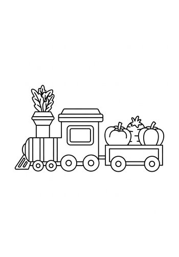 Pumpkin Train Coloring Page Fun