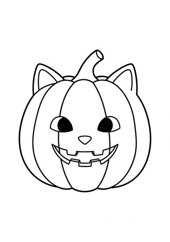 Purr-fect Pumpkin: A Cute Halloween Coloring Page