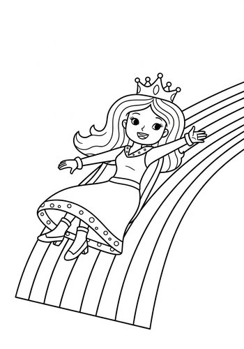 Queen Elinor Sliding Down A Rainbow - Coloring Page Fun