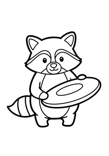 Raccoon With Donut Coloring Page For Kids