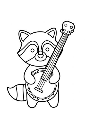 Raccoon's Banjo Tune: Coloring Page Fun