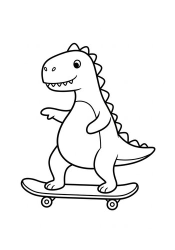 Rad Dinosaur On A Skateboard Coloring Page
