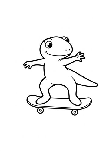 Radical Reptile: Skateboard Coloring Page