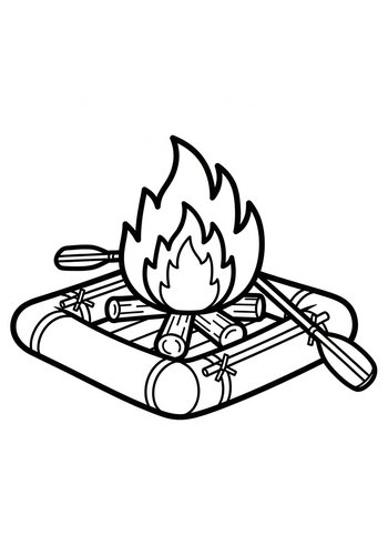 Raft Bonfire Coloring Page: Summer Fun