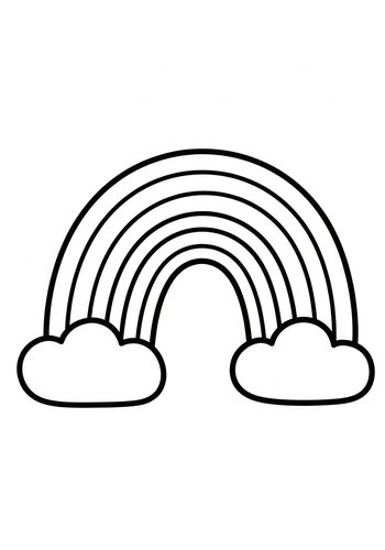 Rainbow And Clouds Coloring Page