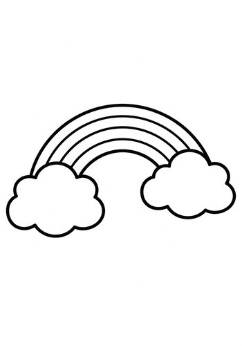 Rainbow And Clouds Coloring Page Fun