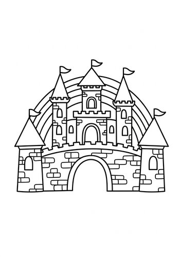 Rainbow Castle Coloring Page: A Fairytale Adventure